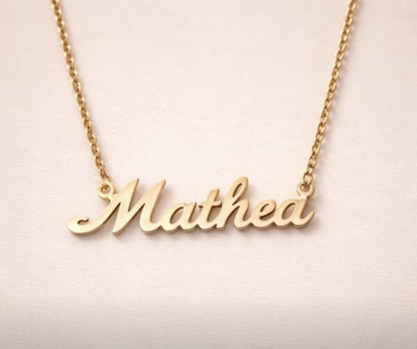 Custom gold script name necklace